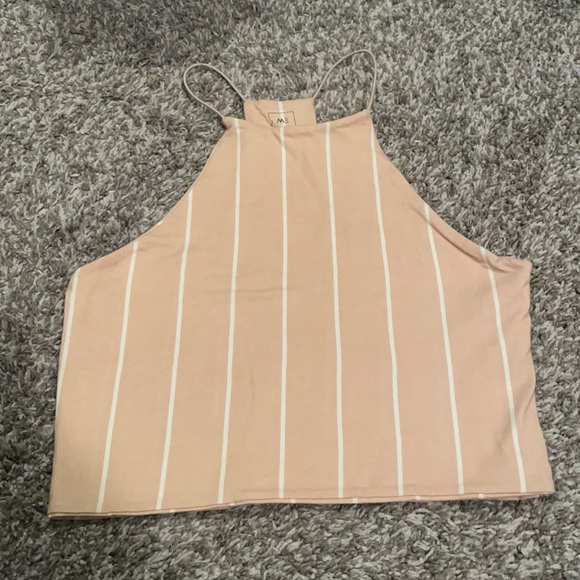 Striped nude and white crop top - Picture 1 of 3